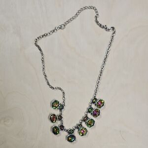 Elegant Silver Necklace with Multicolor Stones